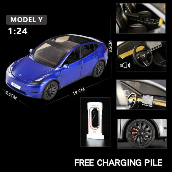 0861f741aa6f1275 1:24 Tesla Y 3 S Metal Alloy Diecast Model Sound And Light Children's Toy Collectibles Birthday Gifts