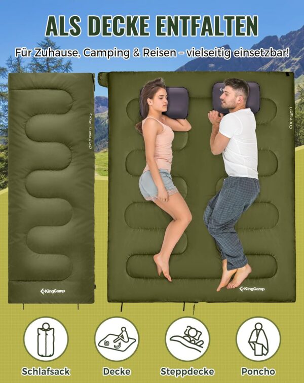 08664c67bc3a52ad KingCamp Schlafsack Outdoor Warmer Deckenschlafsack für Erwachsene 3 Jahreszeiten leicht zu tragen wasserabweisend & warm für Kinder Erwachsene beim Camping & Outdoor Kleines Packmaß