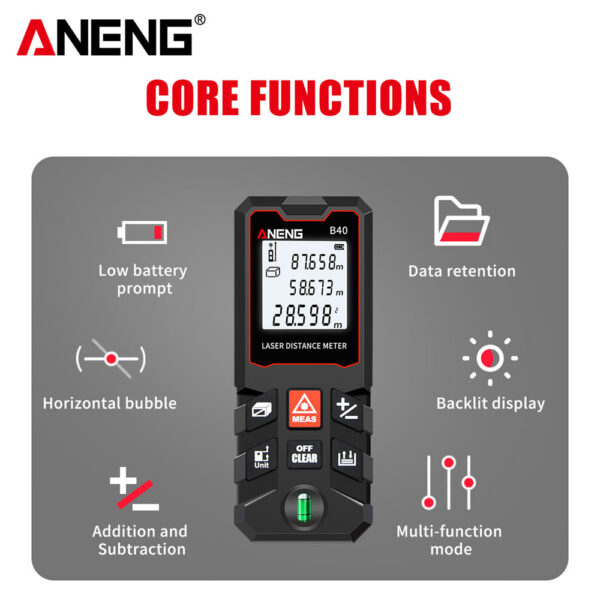 0866c92919d0e1a6 ANENG B40 Meter 40m Laser Rangefinders Distance Measuring Tape High Precision Digital Ruler Test Tools