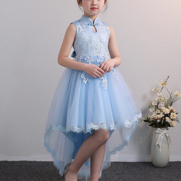 New Design Kids Dress For 4-12 Girls Wedding Party Tailing Tulle Elegant Princess Sleeveless Children’s Dresses
