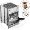 Camping Wood Burning Stove,Stainless Steel Compact Portable Foldable Camping with Ash Catcher,Grill Grid, Storage Bag for Backpacking Hiking Camping Cooking BBQ Picnic (Silver Small)