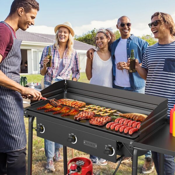 089b3e95d70edb92 ROVSUN Single Burner Gas Stove with Side Shelf, 100,000BTU Portable Propane Stove with Removable Leg & Regulator for Camping Home Backyard Outdoor Cooking Brewing Canning Turkey Frying