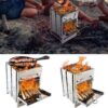 Camping Wood Burning Stove,Stainless Steel Compact Portable Foldable Camping with Ash Catcher,Grill Grid, Storage Bag for Backpacking Hiking Camping Cooking BBQ Picnic (Silver Small)
