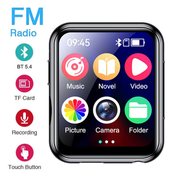 08b9ac711fa68ff6 MP3 Music with Bluetooth 5.4 HiFi MP4 Walkman Full Touch Screen Built-in Speaker Recorder Camera Video Player FM/E-book