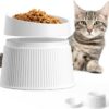 08c06e69acec09ab Elevated Cat Food Bowl Super Widen Raised Cat Food Dishes for Protecting Spine, Reliefing Whisker Fatigue, Anti-Vomiting 17° Tilted Pet Feeding Bowls with Silicone Mat for Indoor Cats