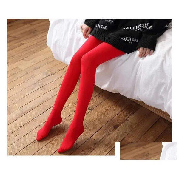 08e0e483b706b45b Socks & Hosiery Women Thermal Pantyhose Woman Fleece Tights Y Winter Warm Solid Red Stockings Slim Thicken Elastic Veet Female Leggin Dhmu2