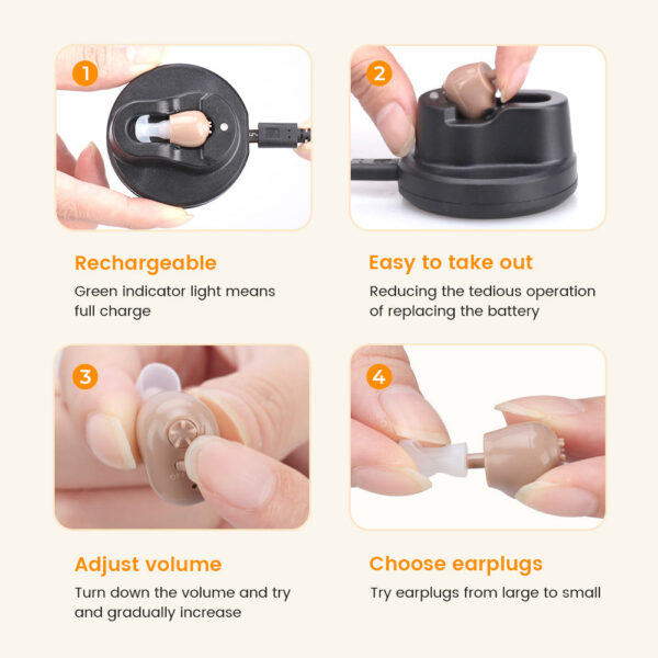 Aid Rechargeable Device ITE Ear Hearing Aids The Elderly Audifonos Sound Amplifier for Deafness