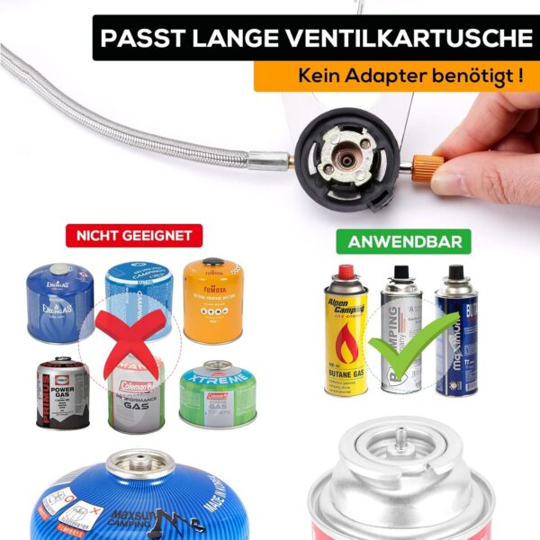 Hikenture Gaskocher mit Piezozündung, Winddichter Camping Kocher 3500W, Faltbarer Campingkocher Gasbrenner für Coleman Primus Kartusche, Kocher Gas Windschutz mit Tragebox für Hiking, Picnic, Outdoor