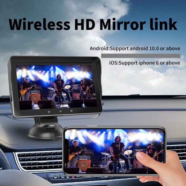09215adfaefaf413 7" HD Double Din Car Stereo,Portable Wireless Touch Apple CarPlay and Android Auto Automatic Multimedia Player,Car Stereo with Mirror Link/USB/AUX/Siri/5.1Bluetooth/Navigation Screen