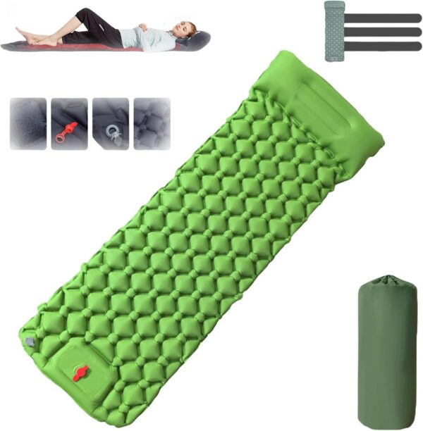 0925f775f13a4c16 Coziya Matelas, Portable Waterproof Sleeping Pad, Ultralight Inflatable Camping Mattress, Built-in Pillow and Anti-Slip Design, for Camping, Travel, Home, Office (Navy Blue)