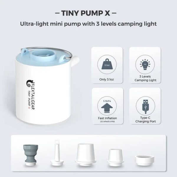 093568e52a2821fb FLEXTAILGEAR TINY PUMP X - Portable Camping Pump with 1300mAh Battery Rechargeable for Pool ats Air Mattress Vacuum Bags