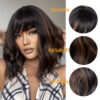 EASIHAIR Ombre Blonde Short Wavy Cosplay Lolita with Bangs Light Platinum Bob Synthetic Hair Wigs for Women Heat Resistant
