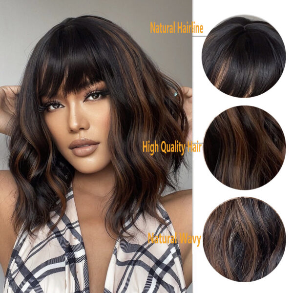EASIHAIR Ombre Blonde Short Wavy Cosplay Lolita with Bangs Light Platinum Bob Synthetic Hair Wigs for Women Heat Resistant