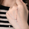 Rose Four Leaf Clover Moissanite Necklace Sier Plated Yellow/White Gold Diamond Choker Chain for Women Jewelry