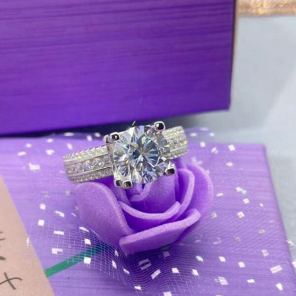 09505b1020e3fe07 Real 2 Carat 8mm Moissanite Wedding Ring For Women Sterling Sier Band D Color VVS Diamond Engagement Fine Jewelry With Gra