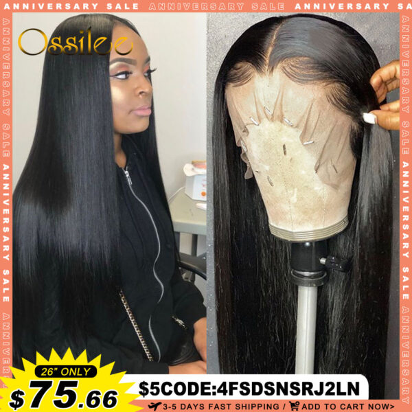 09582bca192988d5 Glueless Ready to Wear Transparent 13x4/13x6 Front Human Hair Plucked Pre Cut 5X5 Lace Closure Wig
