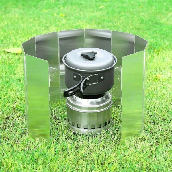 095df3f6207f0883 Camp Stove Windscreen, Ohuhu Camping Stove Windscreen 8/10/12 Plates Aluminum Folding Portable Camping Stove Windshield Grill Wind Screen for Camp with Carry Bag for Camping Hiking Picnic Backpacking