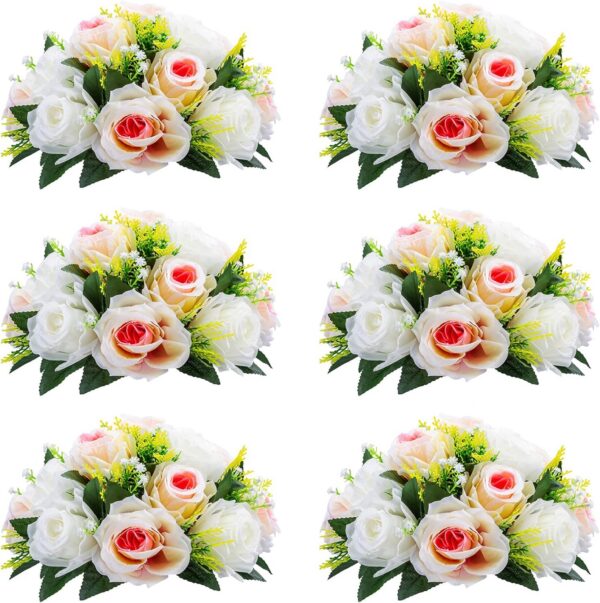 NUPTIO Flower Balls for Wedding Centerpieces - 2 Pcs 9.5 inch Diameter Fake Flower Ball Arrangement Bouquet Party Centerpieces for Tables - Dusty Blue Rose Bouquet Centerpiece Flowers for Table