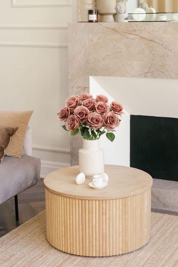 Artificial Rose Flower Dusty Rose Flower Silk Flowers 12 pcs with Long Stem Silk Roses Bouquet for Wedding Bridal Shower Party Home Decoration