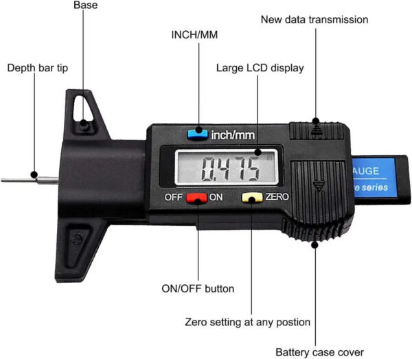 096970d77dec9c32 1PC Digital Depth LCD Tread Gauge For Car Tire 0-25mm Measurer Tool Caliper Repair Tools