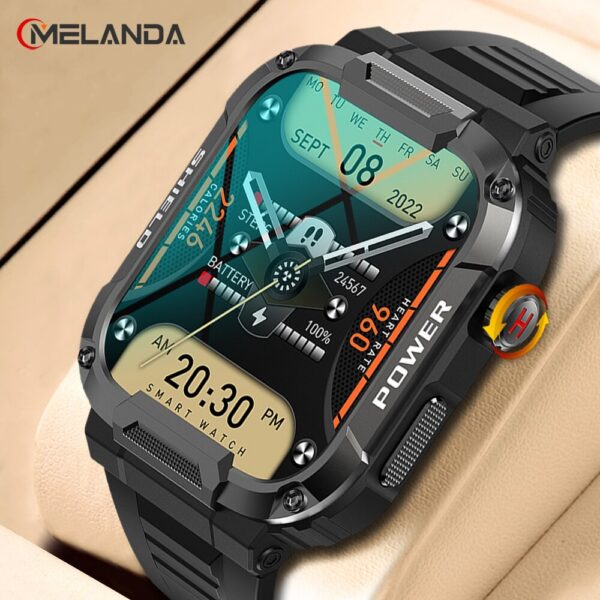MELANDA 1.85 Outdoor Military Smart Watch Men Bluetooth Call Smartwatch For Android IOS IP68 Waterproof Sports Fiess Watches