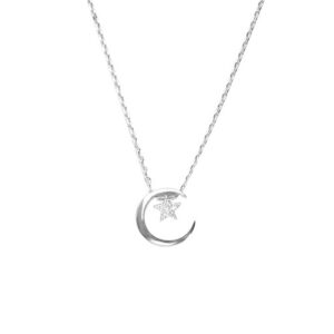 09794be47fa11c92 Sterling Sier Star Necklace Woman Sexy Clavicle Chain Flashing Diamond Moon Pendant Gift For Friends High Jewelry