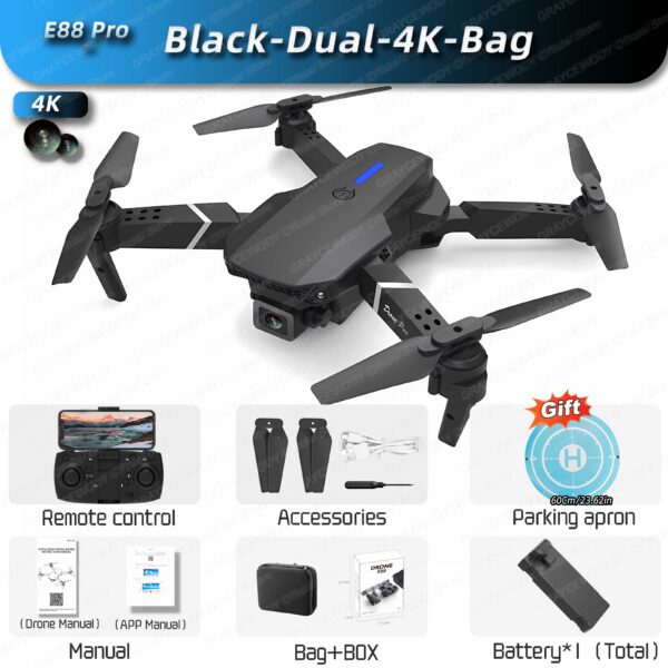 0980f77a2e85dbaf New E88Pro Drone 4K Professinal With 1080P Wide Angle Dual HD Camera Foldable RC Helicopter WIFI FPV Height Hold Apron Sell