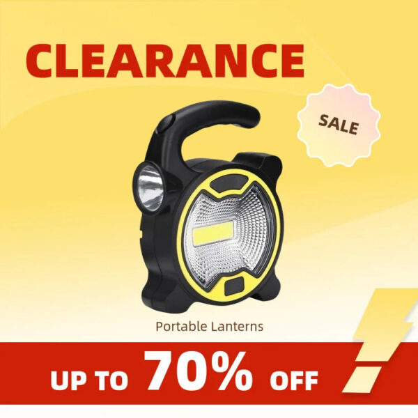 0981105998cff832 Clearance_Battery Powered Portable COB LED Work Light Handheld Lantern Flashlight Outdoor Tent Camping Lights with Handle (Witho