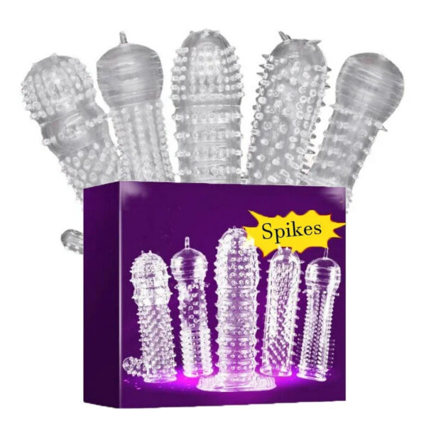 Big Spikes Penis Cock Ring Sheath Reusable Penis Sleeve Ejaculation Time Delay Ribbed Stimulate Penis Sleeve Sex Toys for Male