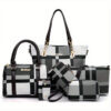 098787c840ea2221 6-Pcs Womens Handbags Tote Bags Shoulder Bag Leather Purses Satchel Bag Top-Handle Handbag Crossbody Bag Wallet Clutch