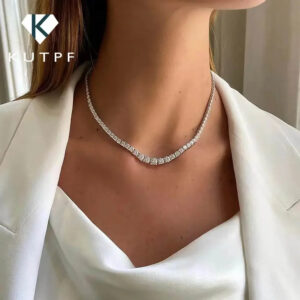 099f2c272b12e585 Full Moissanite Tennis for Women Sterling Sier Plated Gold Diamond Choker Necklace with GRA Certificate