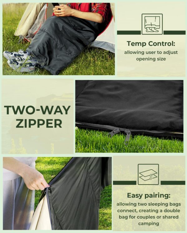 Sleeping Bag, Ohuhu Lightweight Sleeping Bag 3 Season Warm Weather Portable Compact Sleeping Bags for Adult Kids with Carry Bag for Camping Hiking Backpacking and Outdoors 59℉-77℉