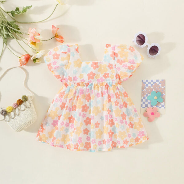 Infants Summer Children Clothes Sweet Baby Girl Dress Korean Style Colorful Flower Dresses Soft Skin-friendly 0-3 Y Kid Toddlers
