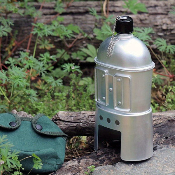 09c077c70de8488c 4pcs/set,Military Cookware Set Aluminum Alloy Canteen Multi-Functional Water Bottle with Grab Handled Cup Green Canvas
