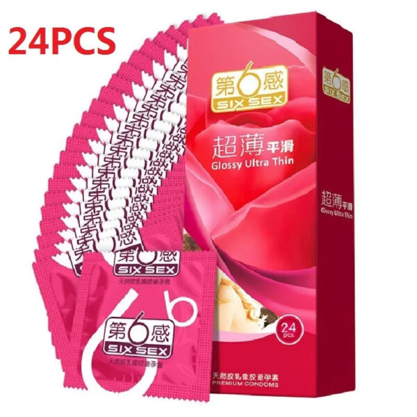 09cb18514cd2a0ca 24/30pcs Super Ultra Thin Condoms Intimate Good Sex Products Condone Sex Product Natural Latex Penis Sleeve Long-lasting for Men