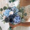 09cd93bc83e291d3 Floweroyal Artificial Flowers Combo Dusty Blue Flowers Mix Silk Flowers Dahlia Roses with Stems for DIY Wedding Bridal Bouquets, Baby Shower, Floral Arrangement, Table Centerpieces, Home Decorations.