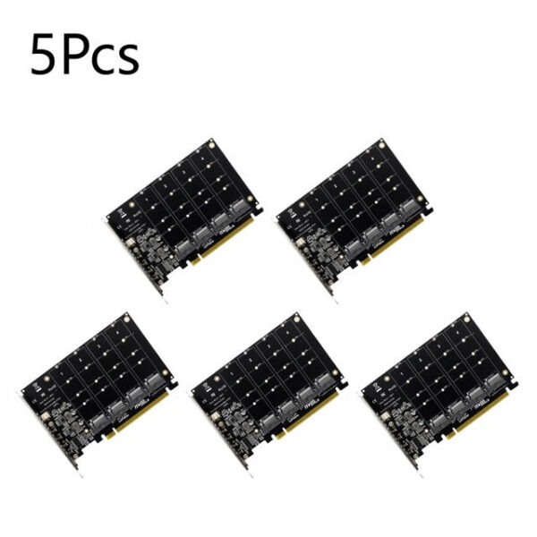 09d40304097659a5 4 Port M.2 NVME SSD To PCIE X16 Adapter Converter Support 2230/2242/2260/2280 Host Controller Expansion Card LED Indicator