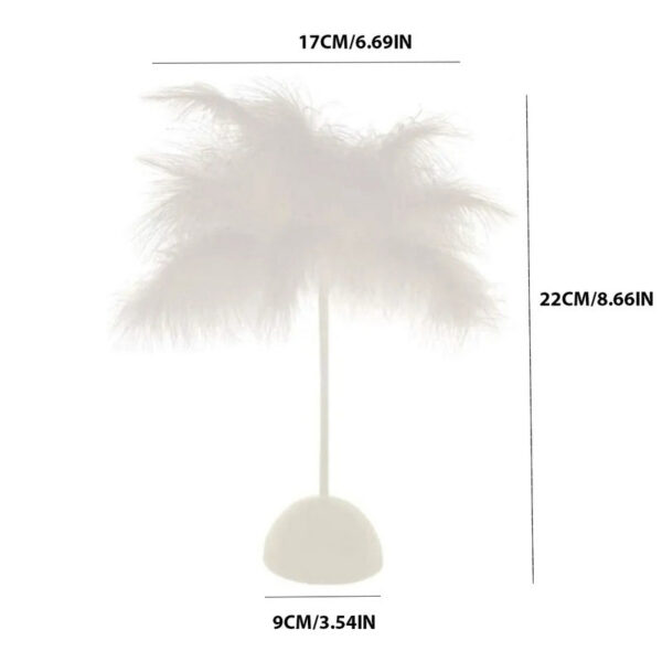 1PC Battery Power Led For Bedroom Wedding Decoration Feather Table Lamp With Smart Room Night Light
