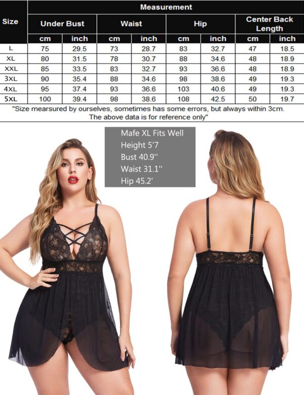 Avidlove Plus Size Babydoll Womens Snap Crotch Lingerie V Neck Lace Nighty Sleepwear L-5XL