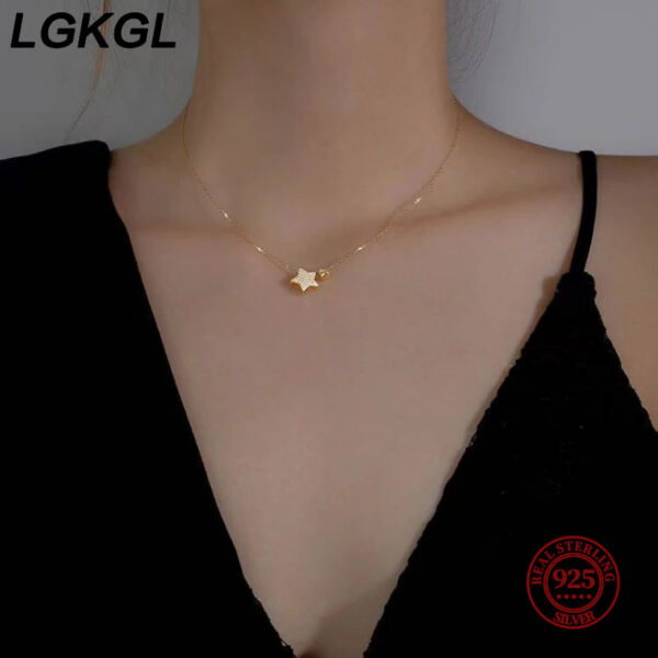 09ffe0d72052f1dd LGKGL Real Sterling Sier Sweet Star Heart Pendant Necklace For Women Wedding Statement Fine Jewelry