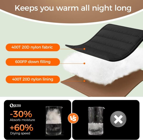 0a06854f82f41836 QEZER XXL Down Sleeping Bag,230cm x 100 cm Extra Large Sleeping Bag Lightweight and Warm for 3~4 Seasons Adults Outdoor Camping, Hiking and Backpacking