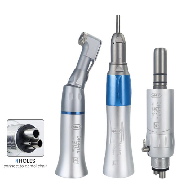 Dental Low Speed Handpiece Kits 203C 2/4 Hole Air Motor Contra Angle Straight Handpiece Dentists Equipment Tools