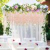 0a46861e53c7548d CEWOR 24pcs Wisteria Hanging Flowers 3.6ft Artificial Vines Fake Garland Silk Flower String for Wedding Party Garden Outdoor Greenery Home Wall Decoration (Purple)