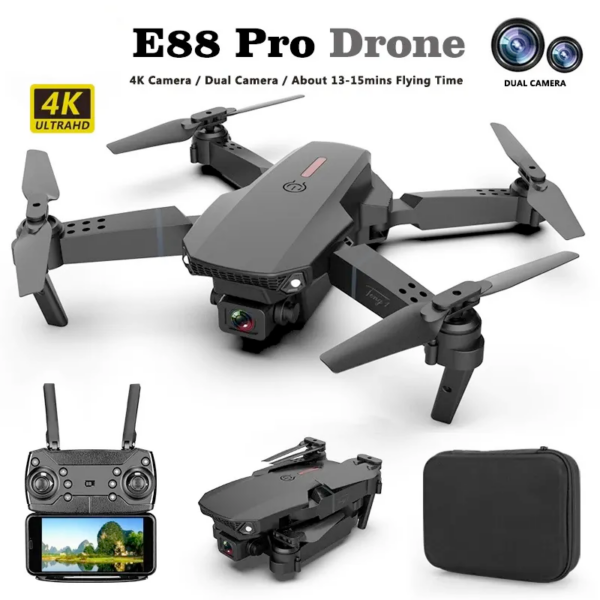 E88 Pro Drone WIFI FPV Mini Dron With Wide Angle HD 4K 1080P Camera Height Hold RC Plane Foldable Quadcopter Helicopter Gift Toy