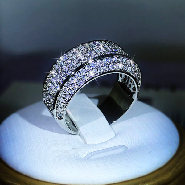 Exquisite White Zircon Full Diamond For Ladies Couple Sterling Sier Fashion Ring Party Birthday Jewelry Gift