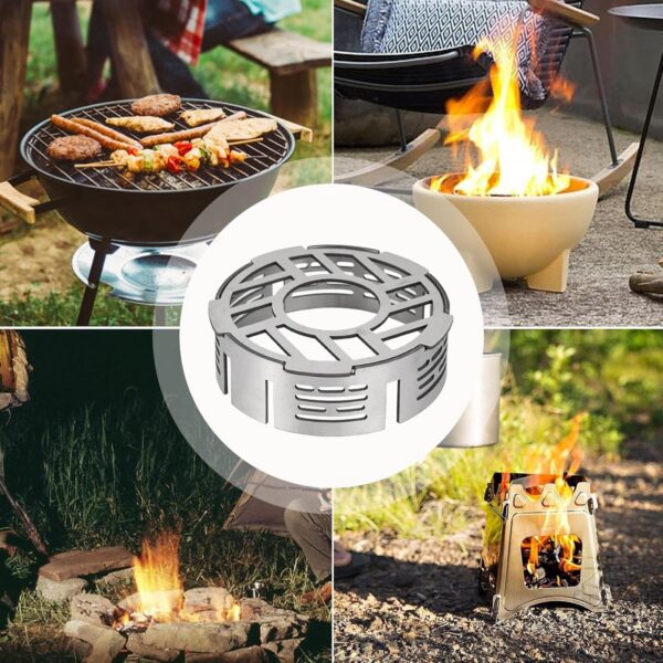 In der Camping-Windschutzscheibe – Herdbauernhof im Freien, Lagerfeuer-Windblock | Tragbarer Edelstahl-Windschutzscheibenring, hitzebeständiges Schild zum Stechen und Kochen