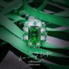 100% 18 K White Rings for Women Created Natural Emerald Gemstone Diamond Wedding Engagement Ring Fine Jewelry Gold