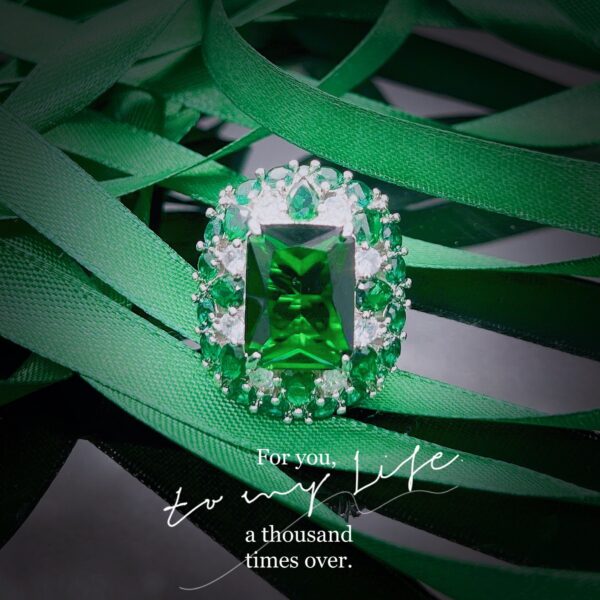 100% 18 K White Rings for Women Created Natural Emerald Gemstone Diamond Wedding Engagement Ring Fine Jewelry Gold