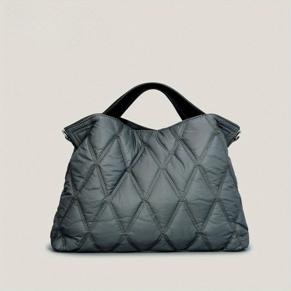 0a70bb3be2f5a11d Trendy Puffer Quilted Tote Bag, Rhombus Nylon Shoulder Bag, Soft Padded Handbag For Women