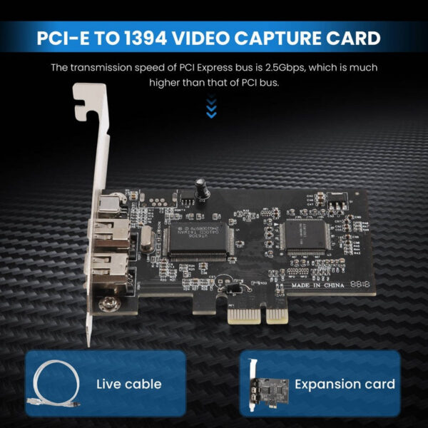 PCI-E PCI Express FireWire Card, IEEE 1394 Controller Card with Firewire Cable, for Video, Audio